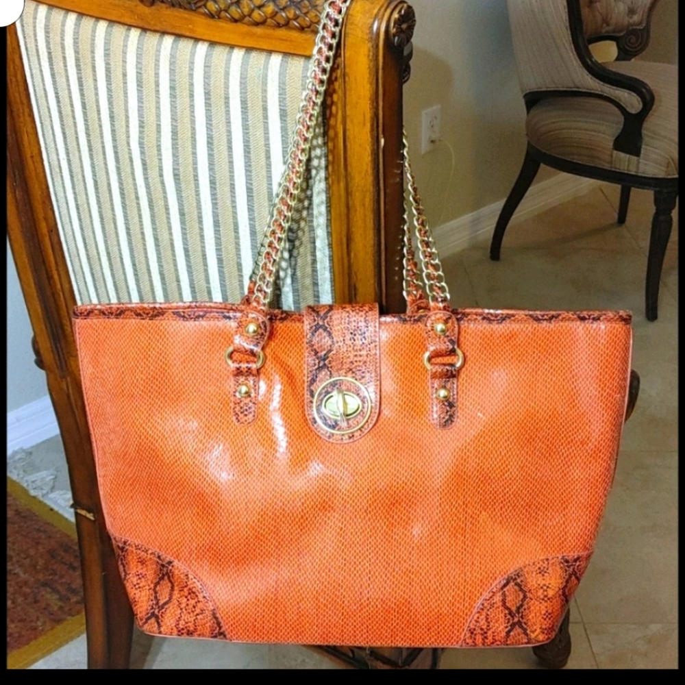 Kate Landry Tote Manmade Snake skin bag.